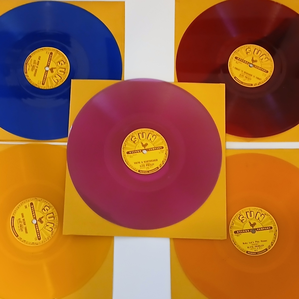 RARE ELVIS PRESLEY Sun Records- Color Vinyl 78' Set Of 5 70s REISSUE (VG+ / NM)